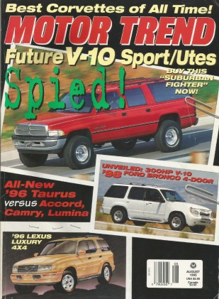 MOTOR TREND 1995 AUG - V-10s, ZR-1, M3 LIGHTWEIGHT